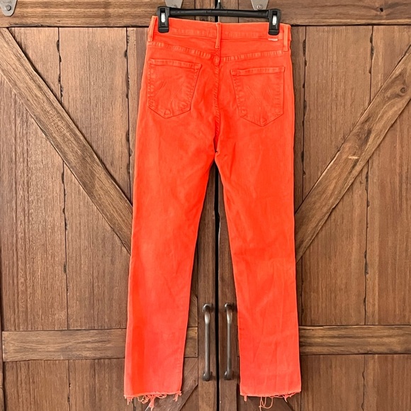 Mother The Swooner Rascal Ankle Fray Flame Scarlet Size 28 - Picture 4 of 10